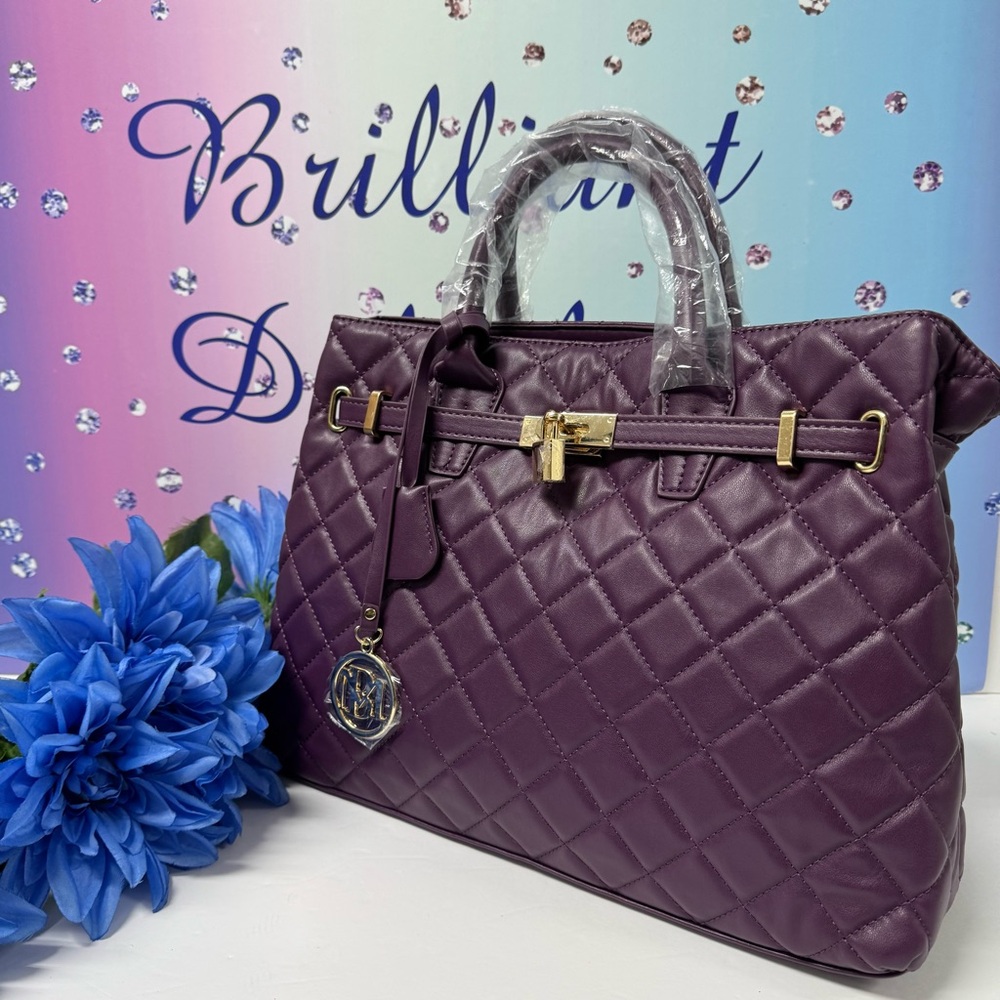 💜QUILTED “ BADGLEY BIRKIN “ TOTE BAG